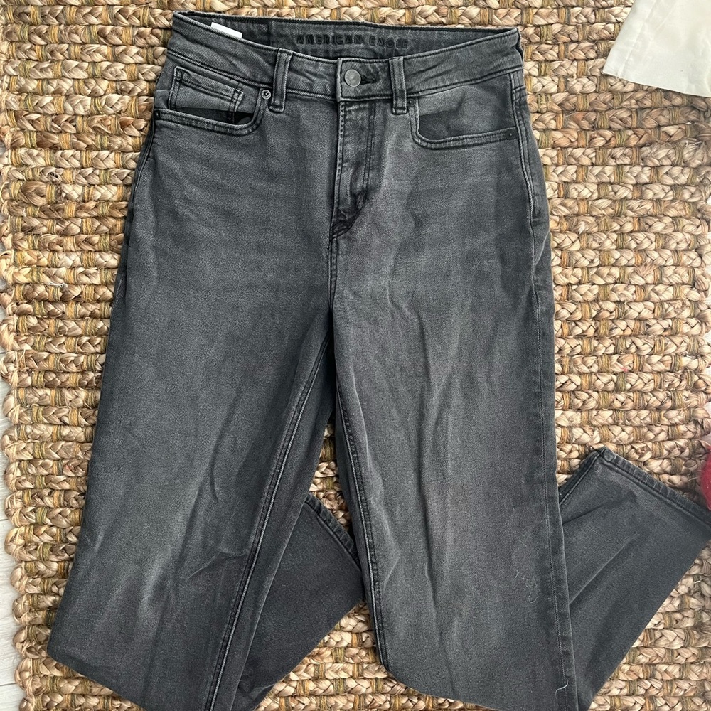 AE Washed Black High Rise Mom Jean